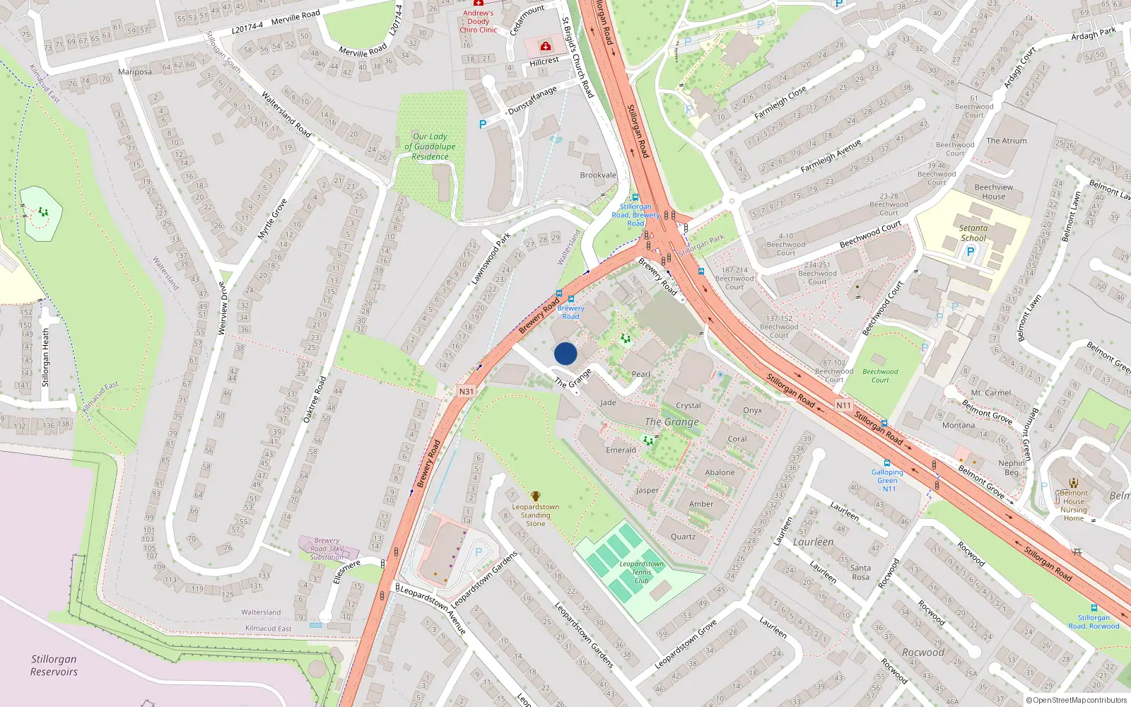 Overhead map showing the location of 24 the Quartz Apts, Brewery Road, Stillorgan