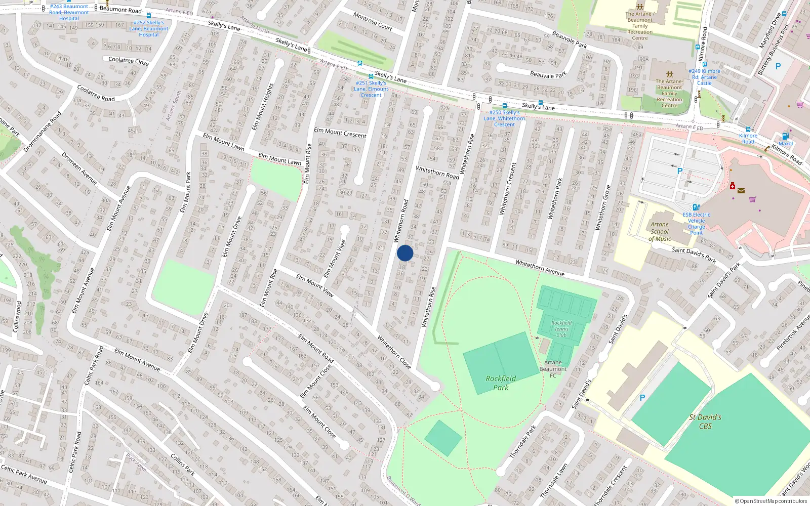 Overhead map showing the location of 24 Whitethorn Road, Artane, Dublin 5
