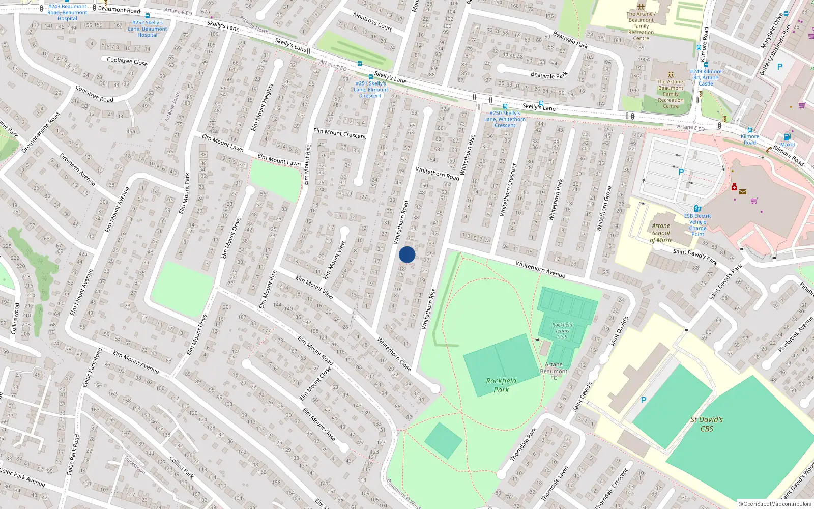 Overhead map showing the location of 24 Whitethorn Road, Dublin 5