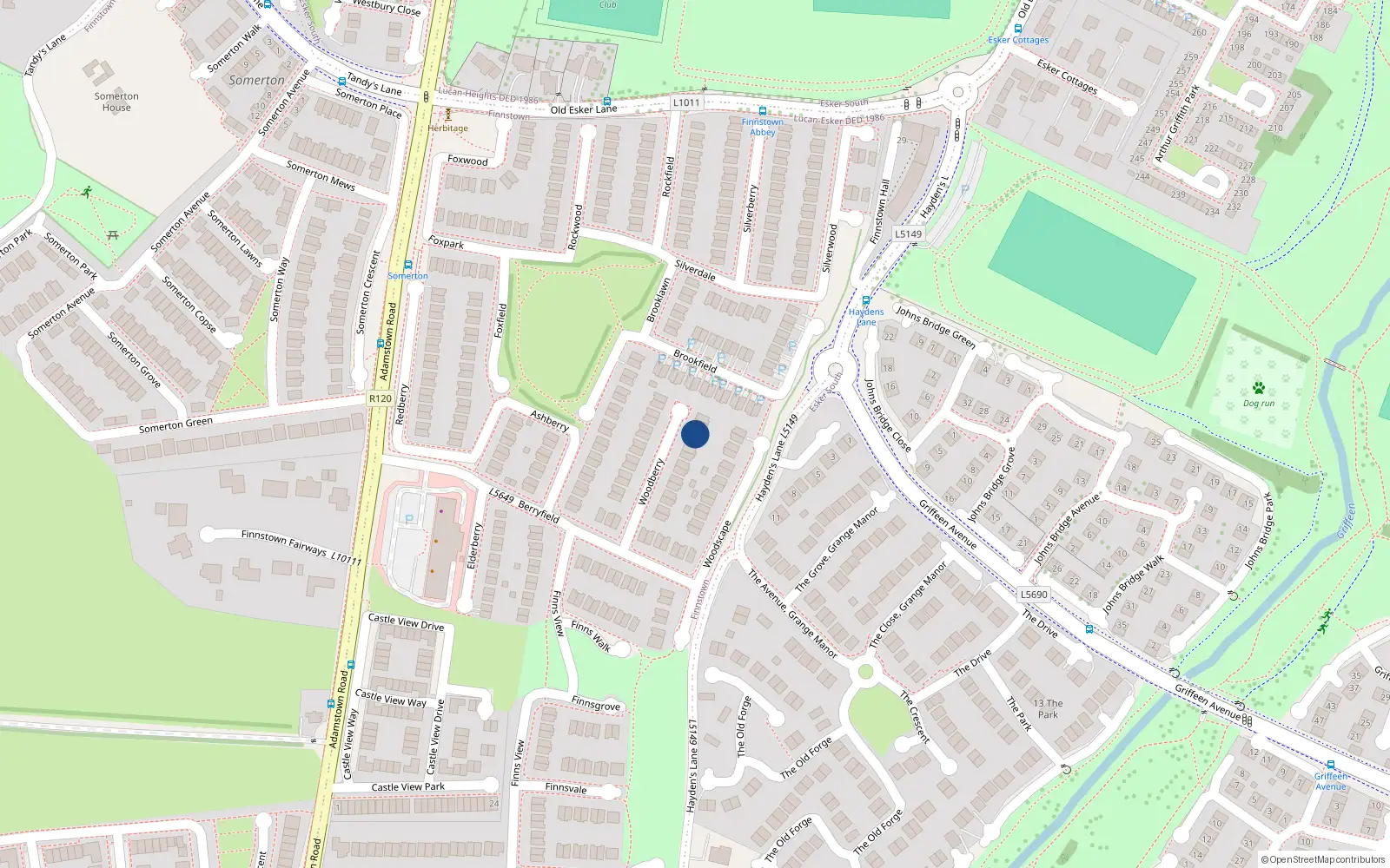 Overhead map showing the location of 24 Woodberry, Lucan