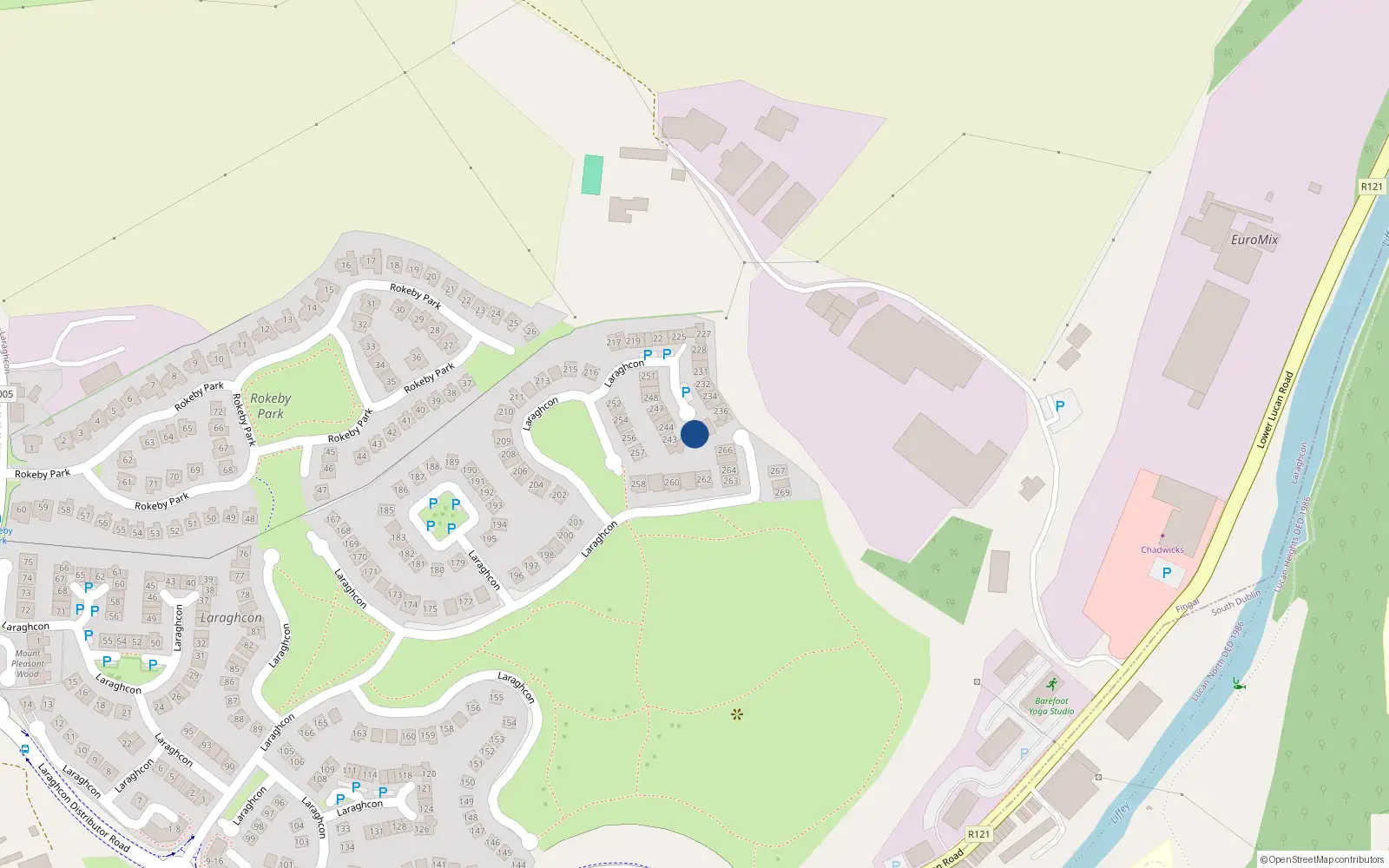 Overhead map showing the location of 240 Laraghcon, Lucan