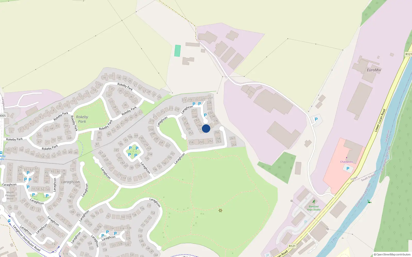 Overhead map showing the location of 241 Laraghcon, Lucan