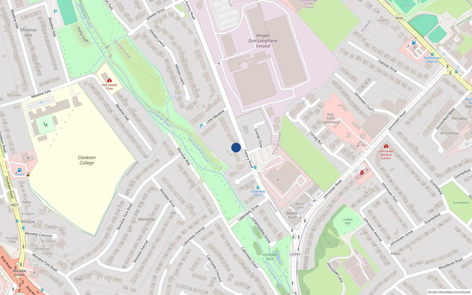 Overhead map showing the location of 241 Pottery Road, Dun Laoghaire, Dublin