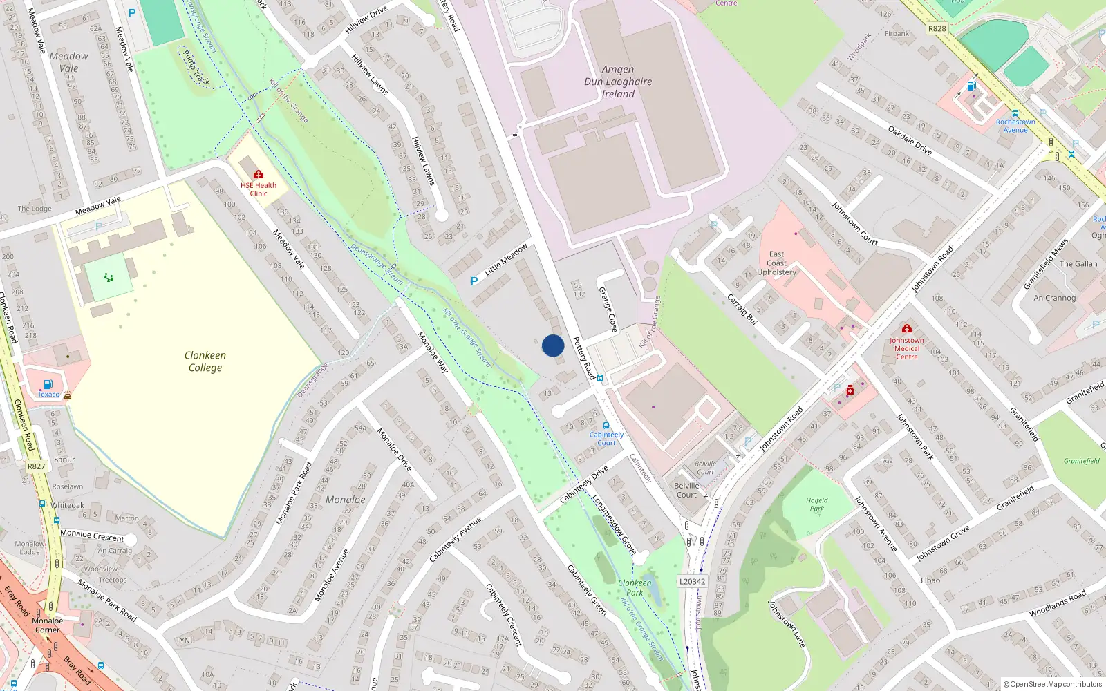 Overhead map showing the location of 241A Pottery Road, Cabinteely, Dun Laoghaire