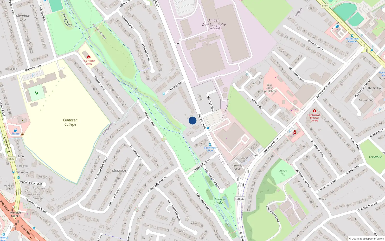 Overhead map showing the location of 241C Pottery Road, Cabinteely, Dun Laoghaire