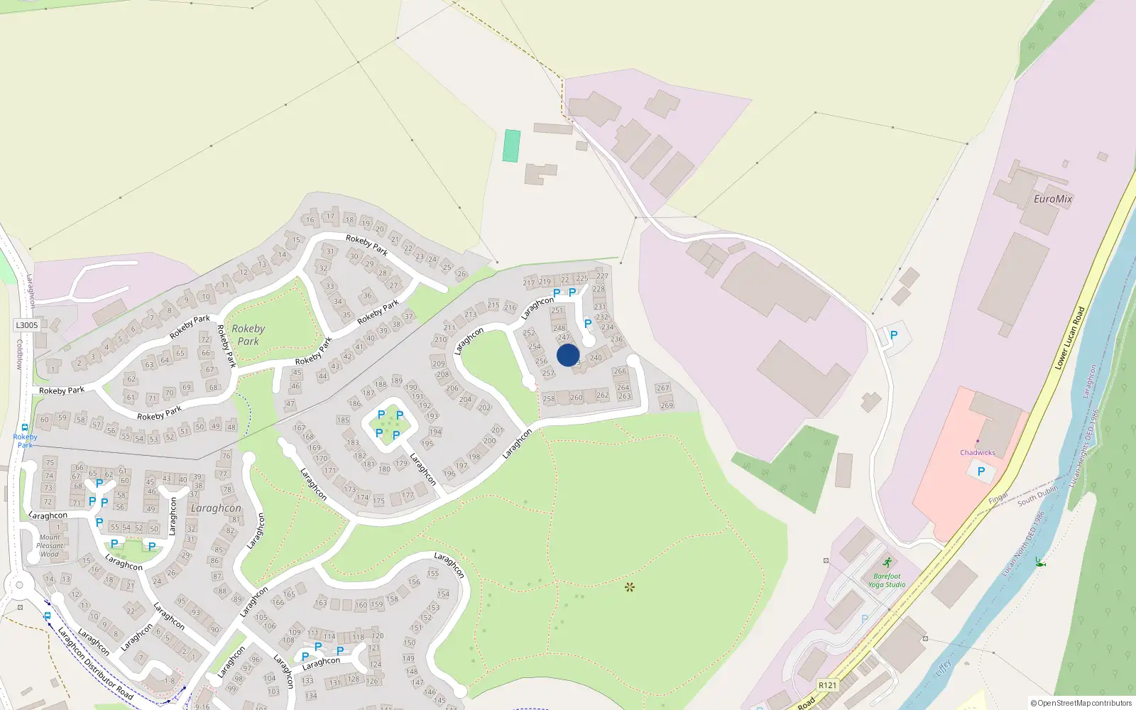 Overhead map showing the location of 244 Laraghcon, Lucan