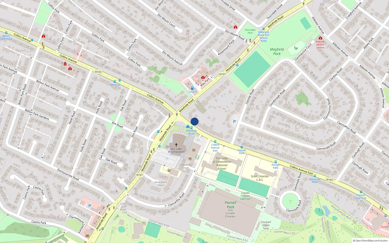 Overhead map showing the location of 246 Collins Avenue East, Dublin 5
