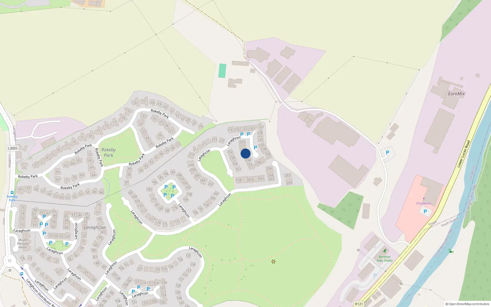 Overhead map showing the location of 247 Laraghcon, Lucan