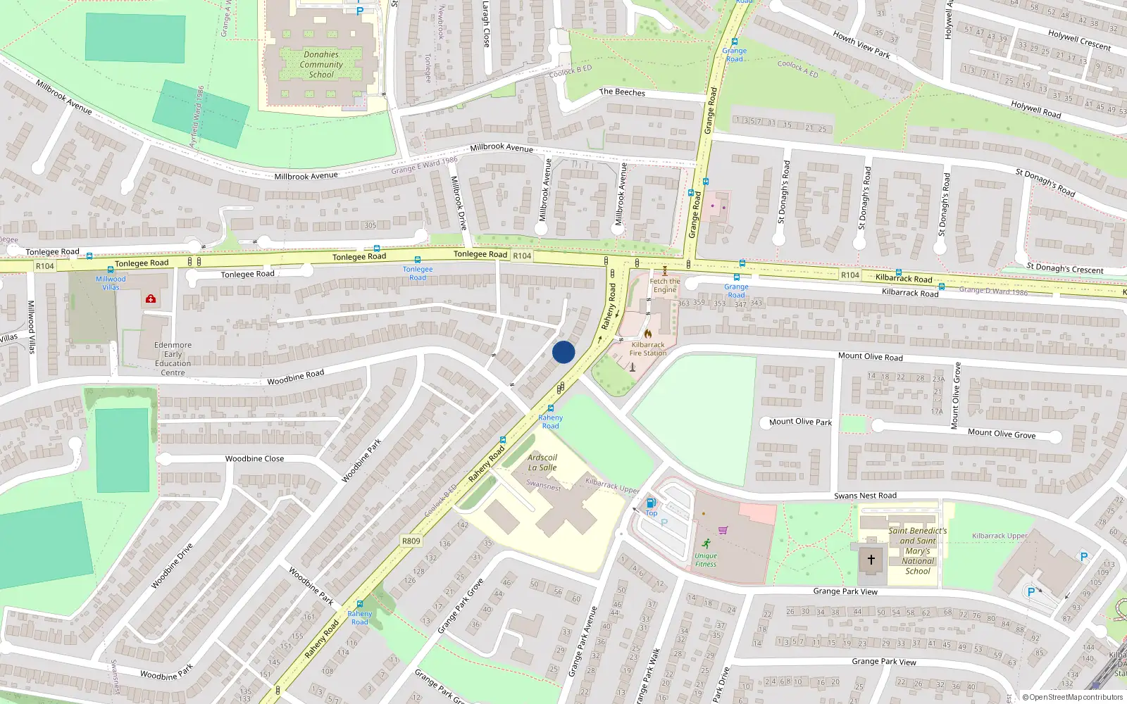Overhead map showing the location of 247 Raheny Road, Dublin 5