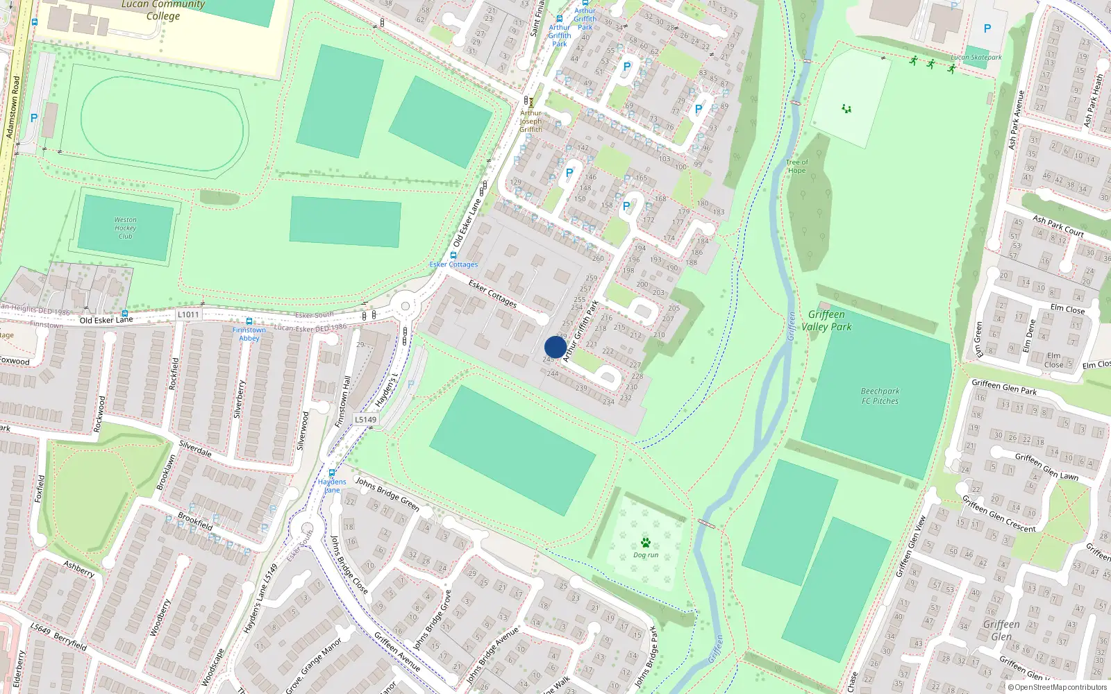 Overhead map showing the location of 248 Arthur Griffith Park, Lucan