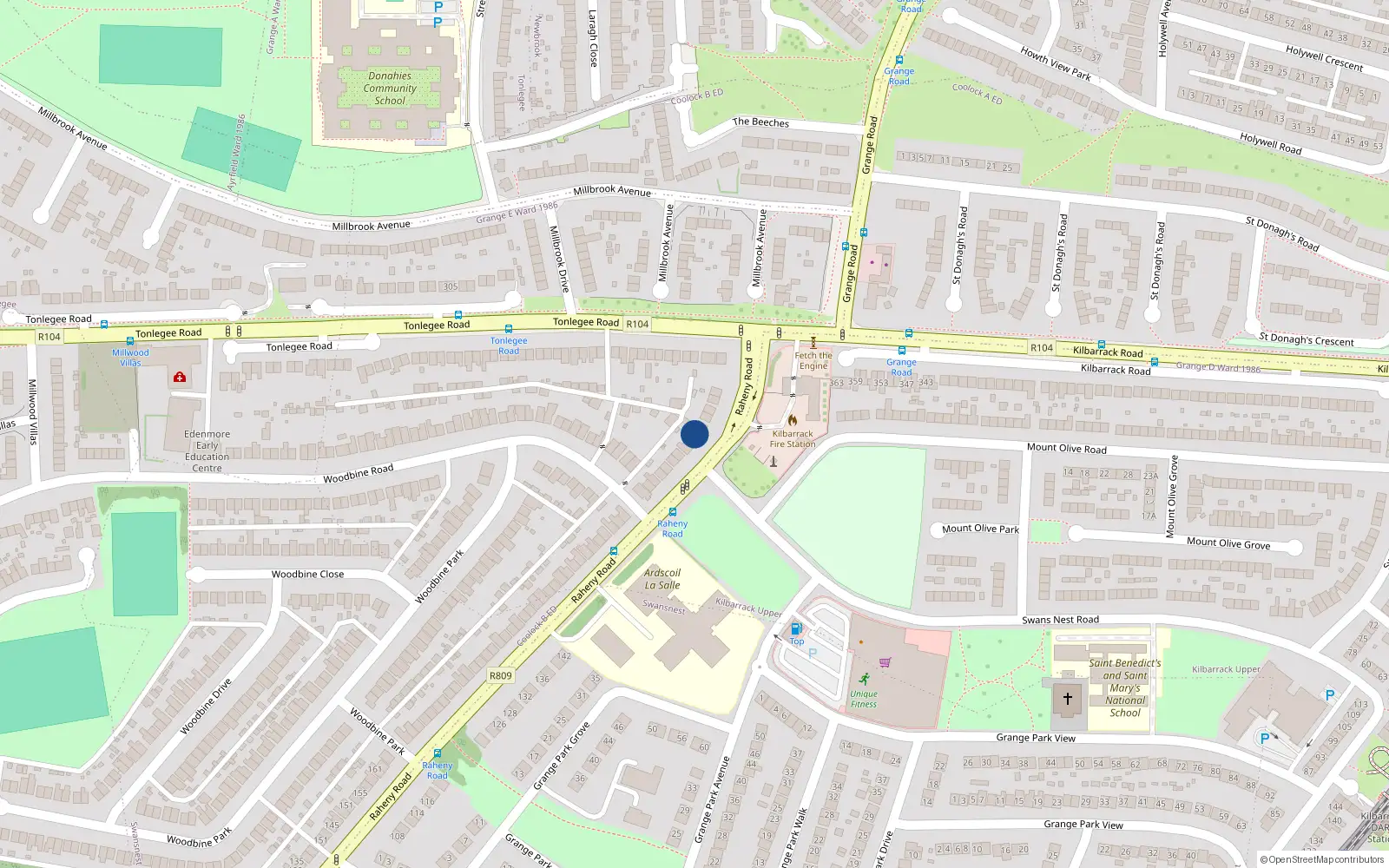 Overhead map showing the location of 249 Raheny Road, Raheny, Dublin 5