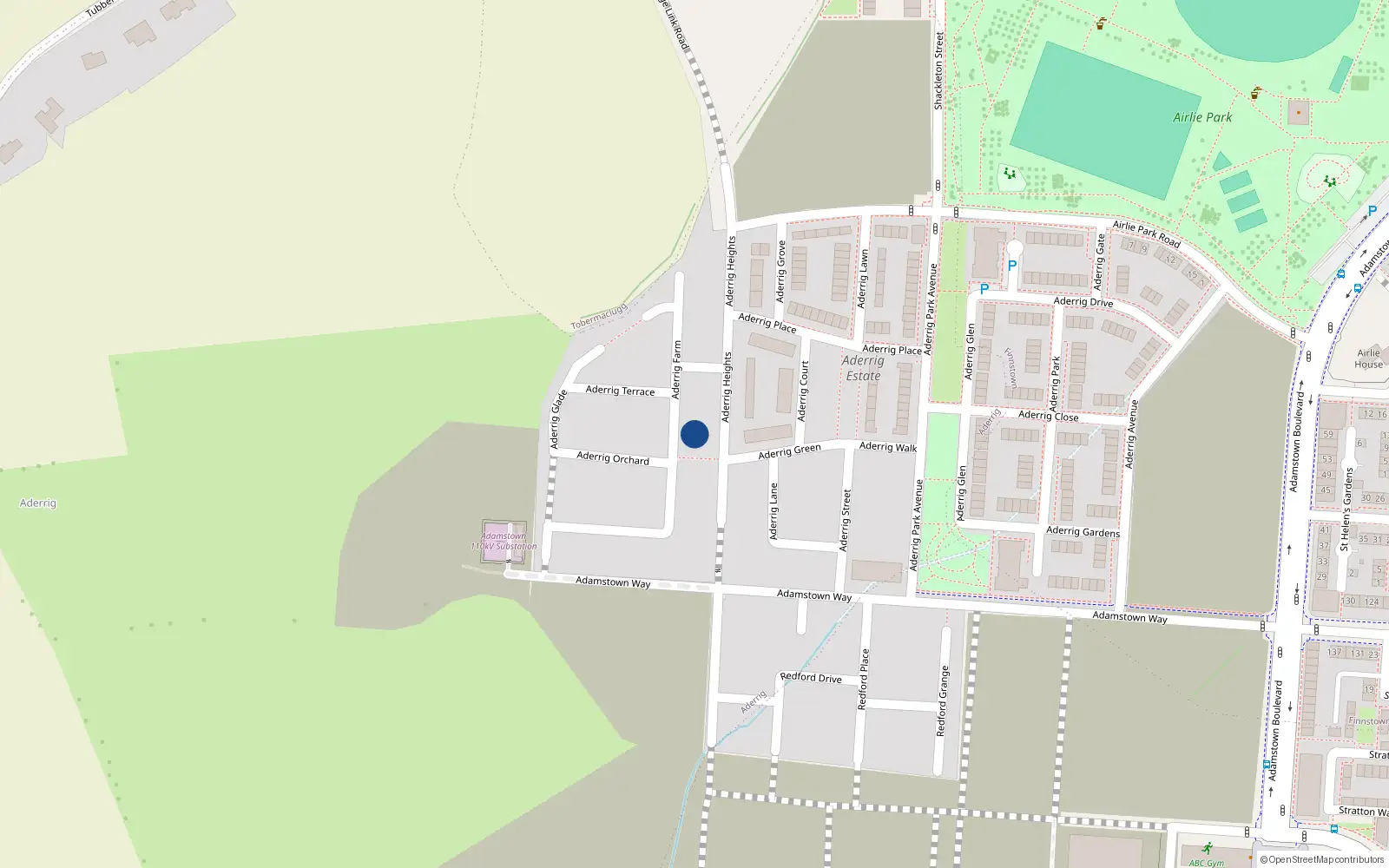 Overhead map showing the location of 25 Aderrig Farm, Lucan