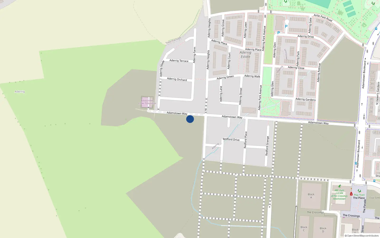 Overhead map showing the location of 25 Aderrig Lodge, Lucan