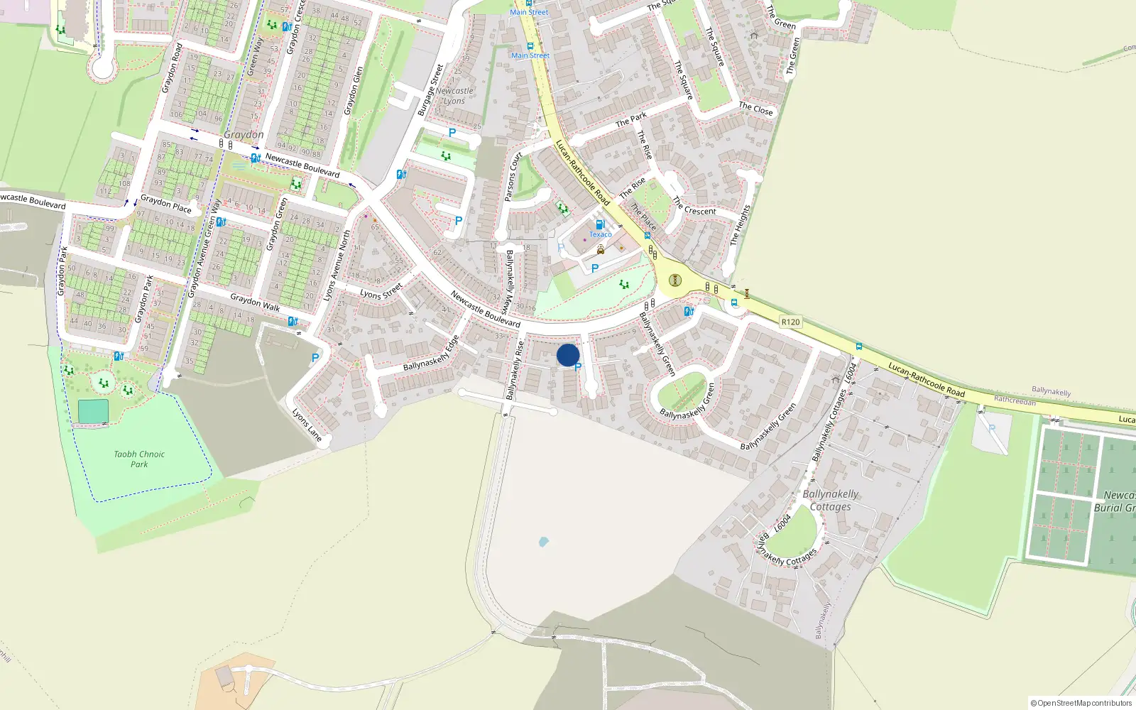 Overhead map showing the location of 25 Ballynakelly Court, Newcastle