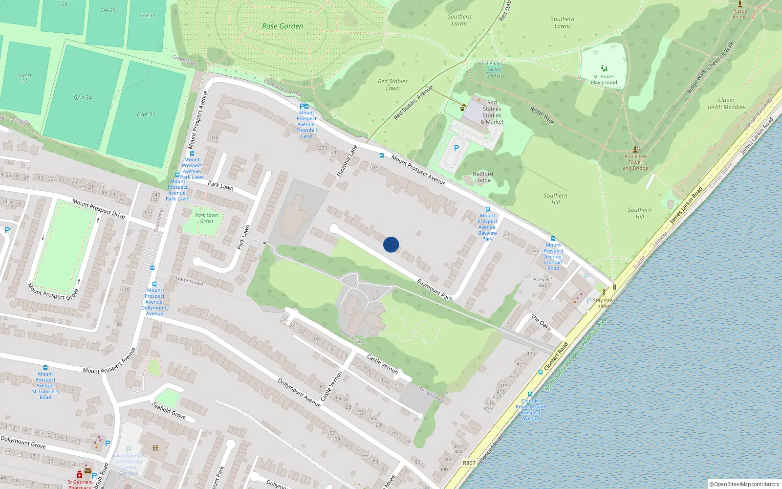 Overhead map showing the location of 25 Baymount Park, Dublin 3