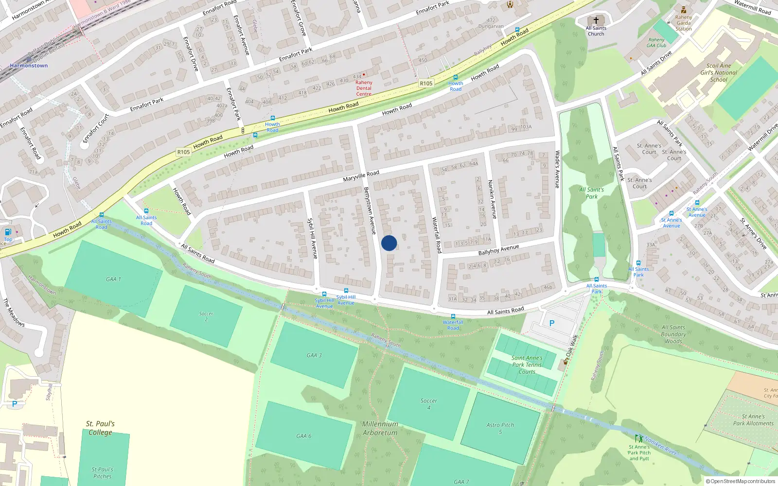 Overhead map showing the location of 25 Bettystown Avenue, Dublin 5