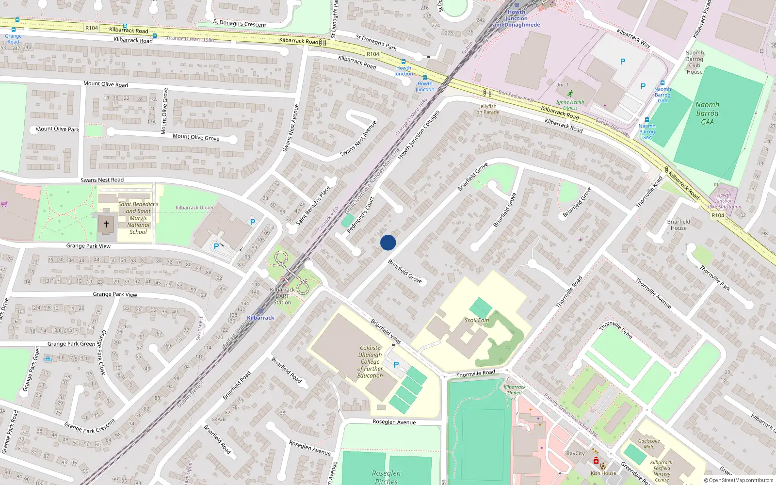 Overhead map showing the location of 25 Briarfield Grove, Dublin 5