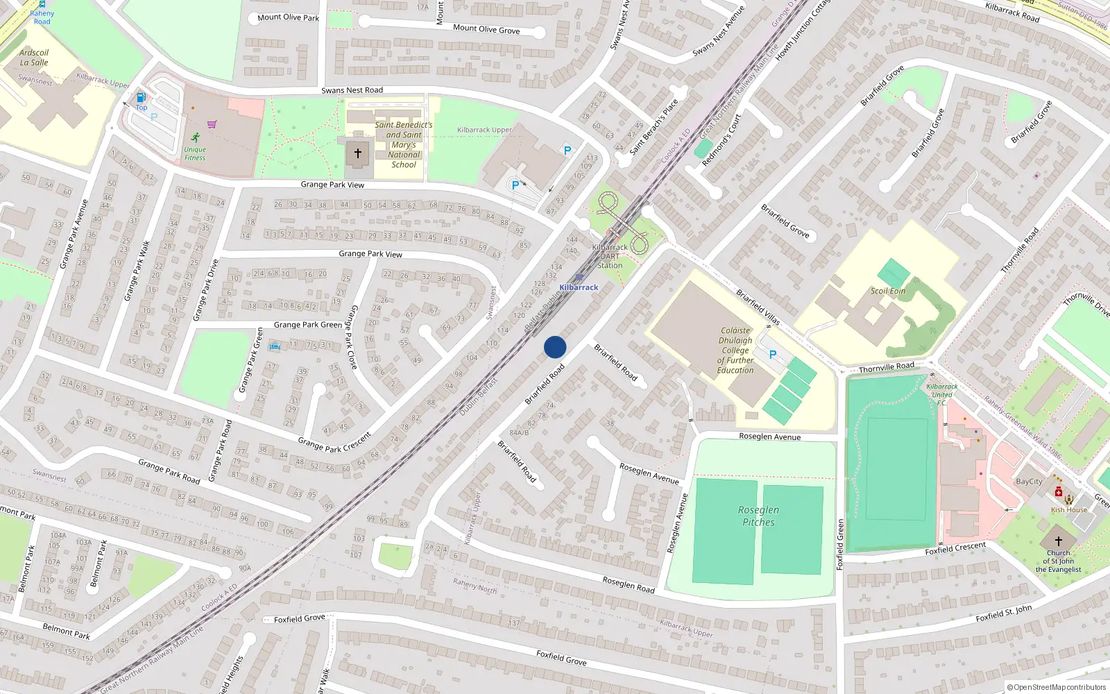 Overhead map showing the location of 25, 25 Briarfield Road, Dublin 5