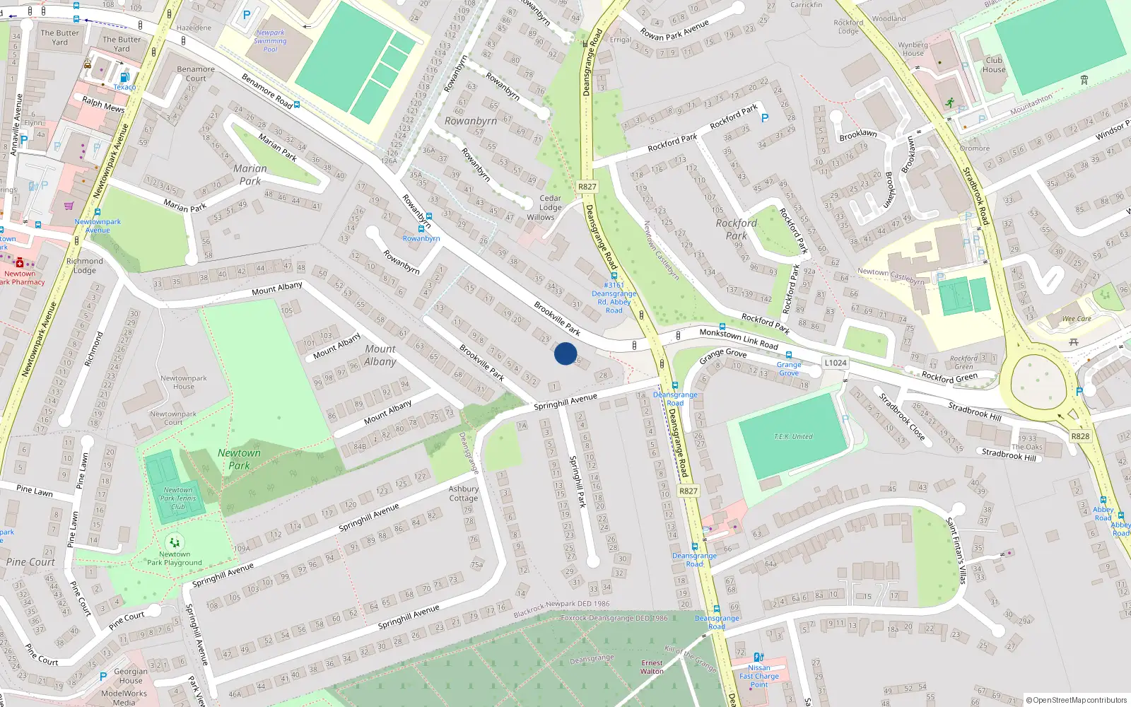 Overhead map showing the location of 25 Brookville Park, Blackrock