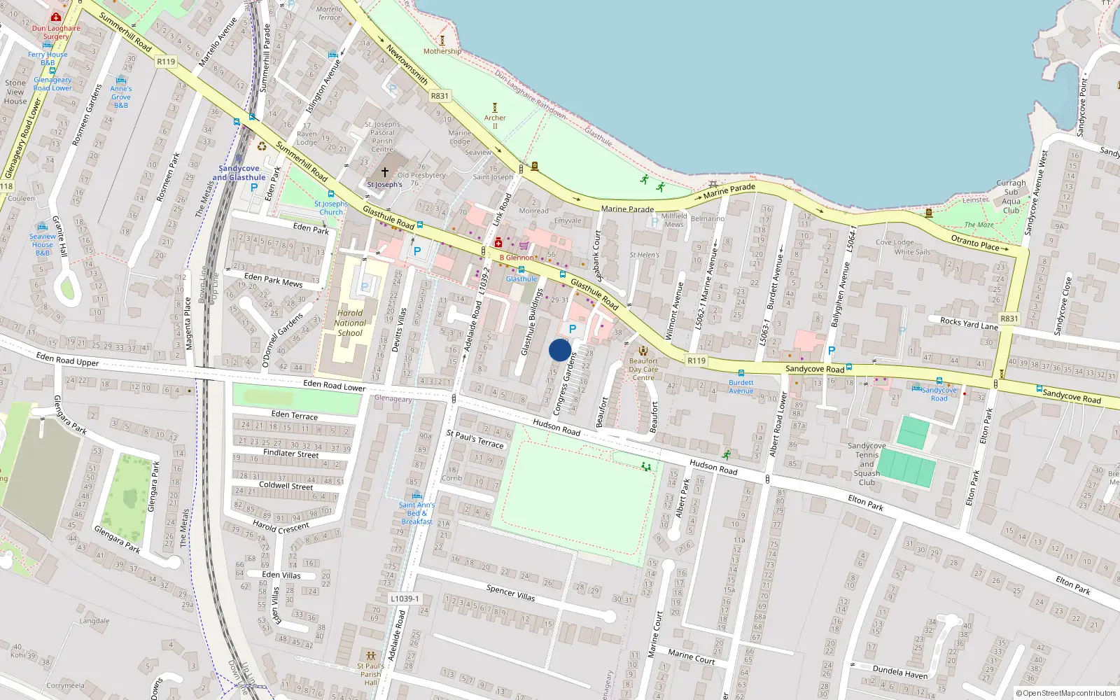 Overhead map showing the location of 25 Congress Gardens, Dublin