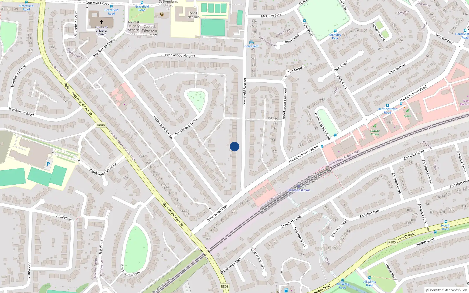 Overhead map showing the location of 25 Gracefield Avenue, Dublin 5