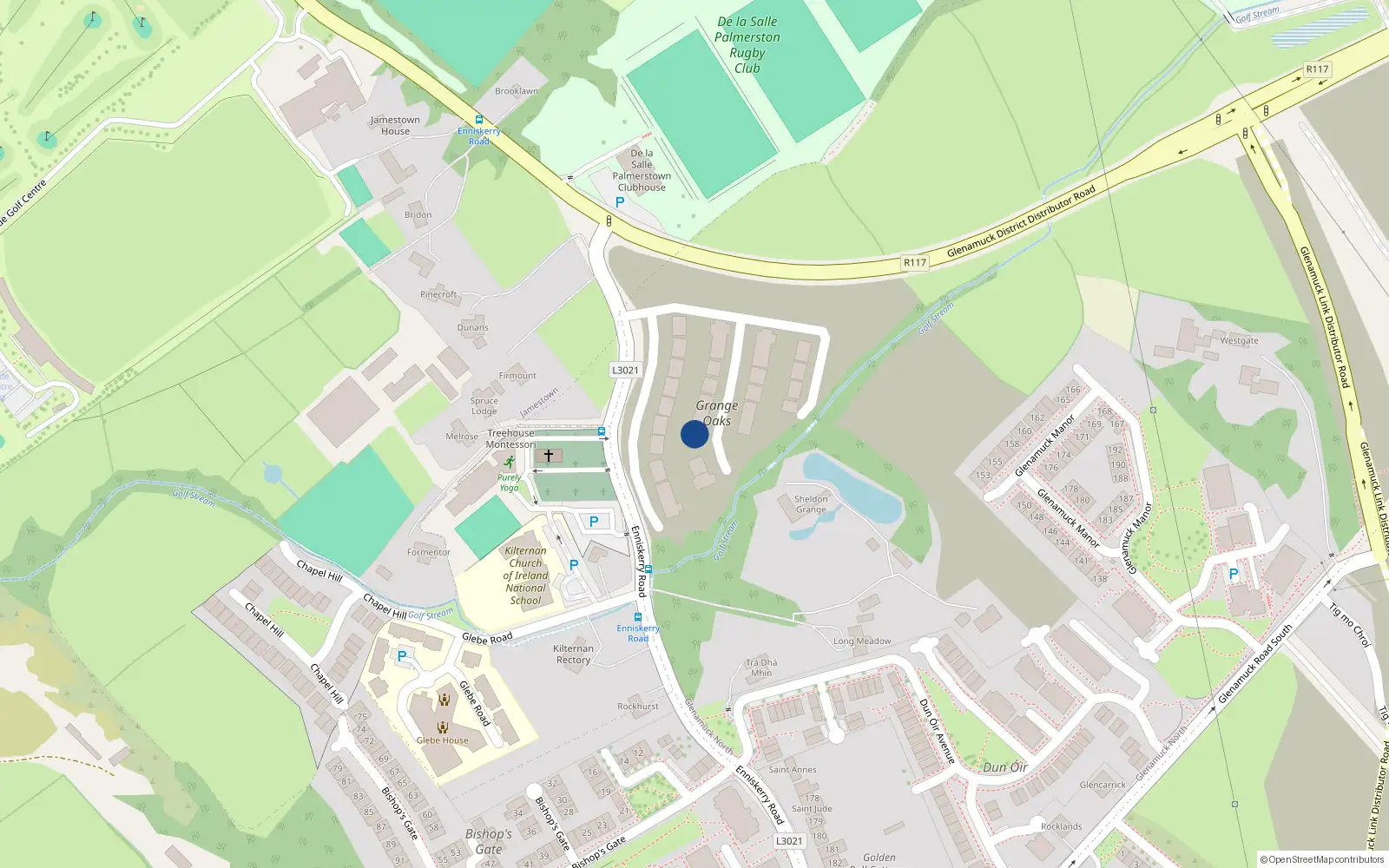 Overhead map showing the location of 25 Grange Oaks Lawn, Enniskerry Road, Kilternan