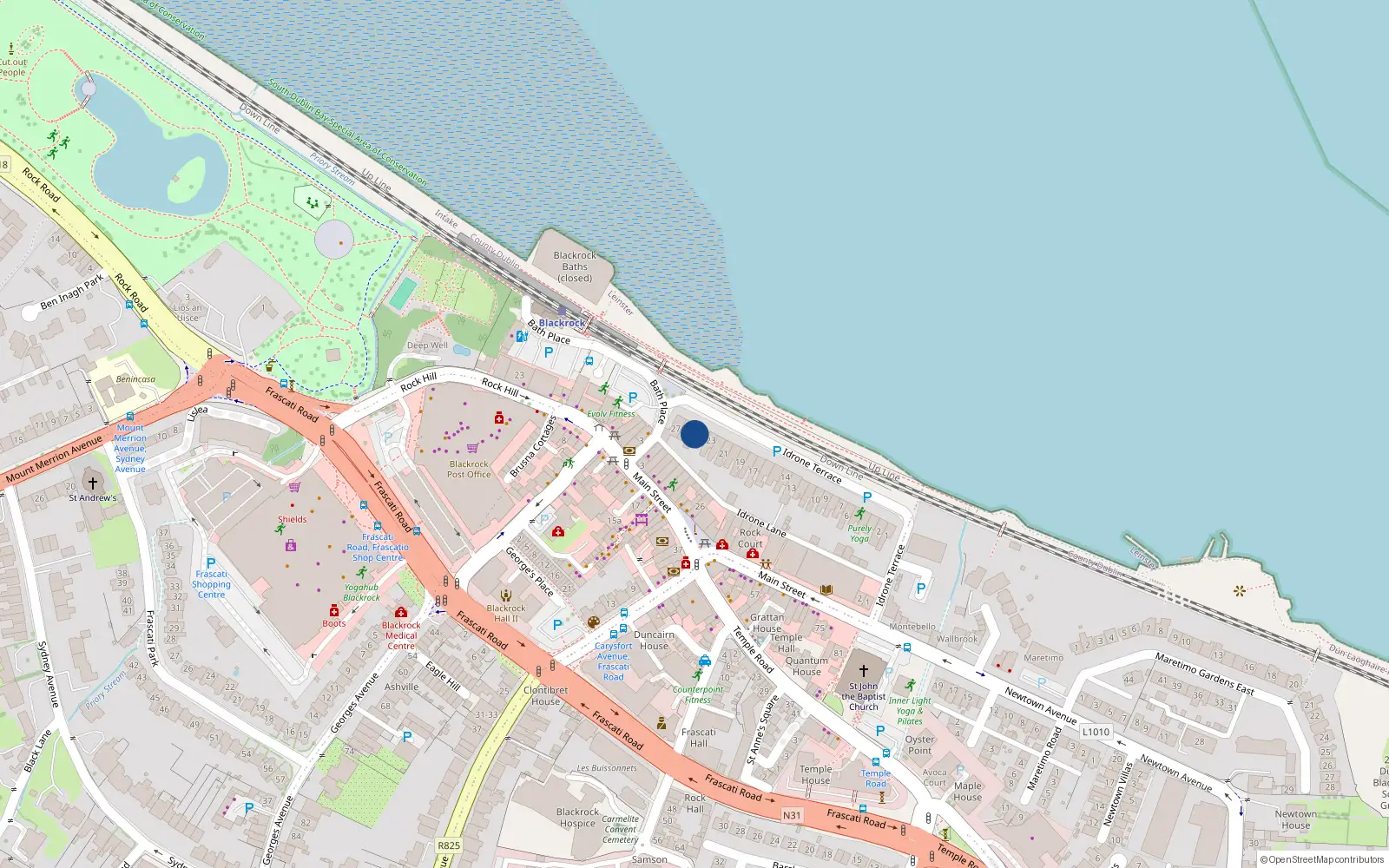Overhead map showing the location of 25 Idrone Terrace, Dublin
