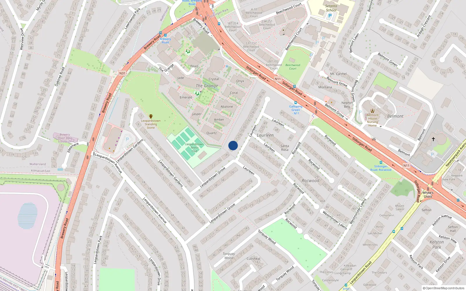 Overhead map showing the location of 25 Laurleen, Blackrock