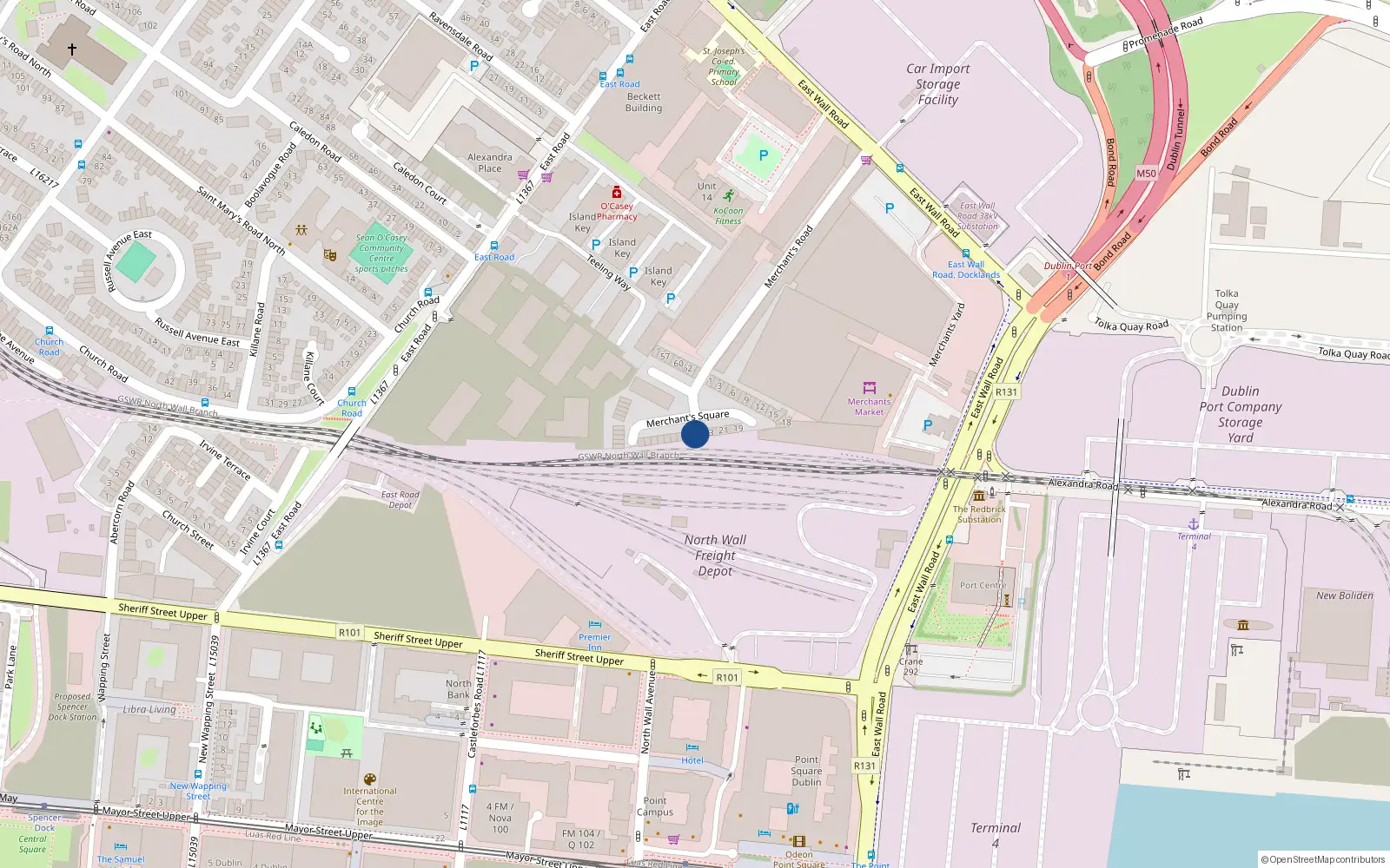 Overhead map showing the location of 25 Merchant Square, East Wall, Dublin 3