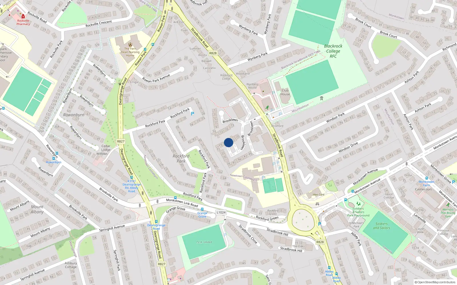 Overhead map showing the location of 25 Rockford Manor, Stradbrook Road, Blackrock