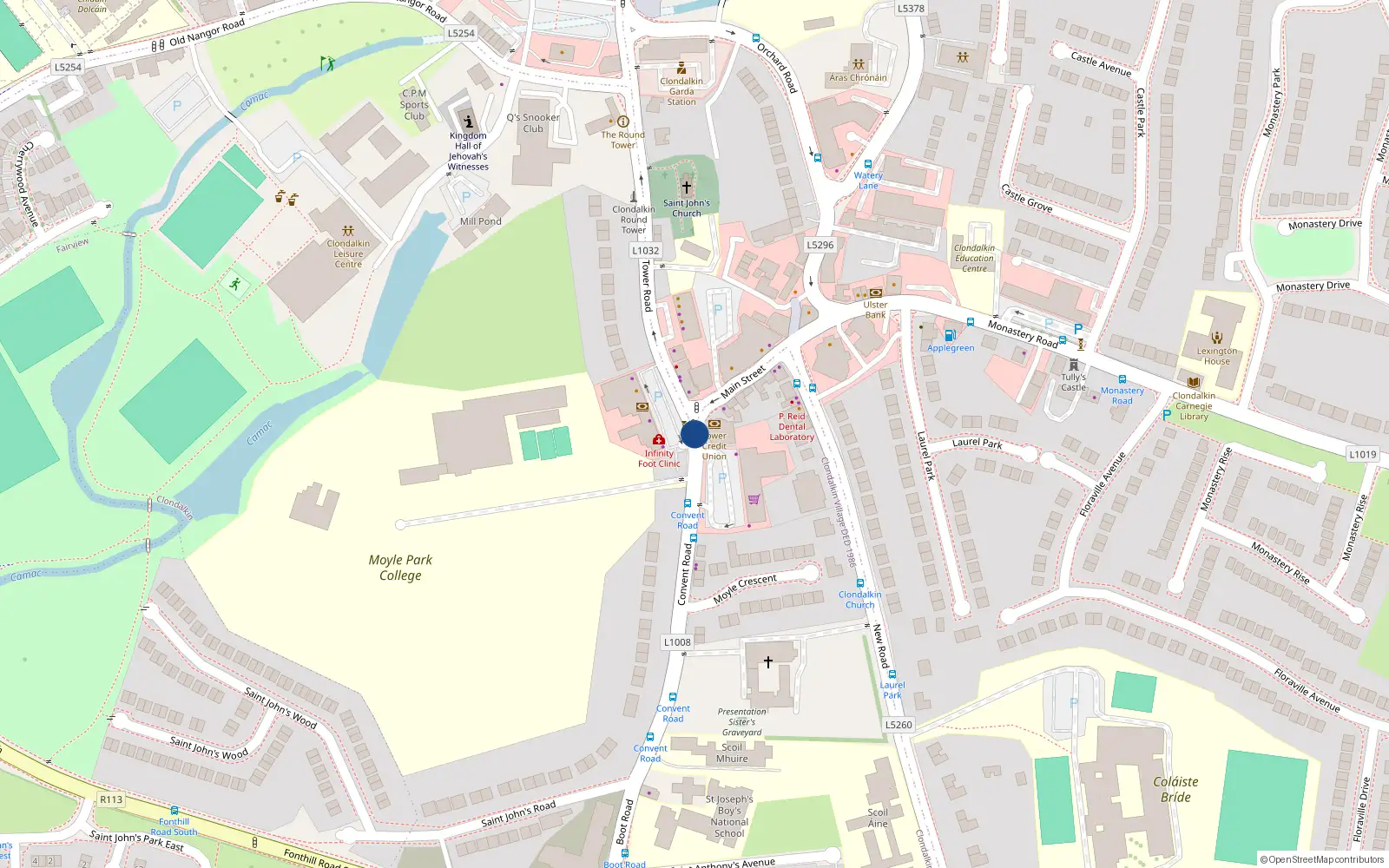 Overhead map showing the location of 25 Rosebank Place, Louth and Quay, Clondalkin