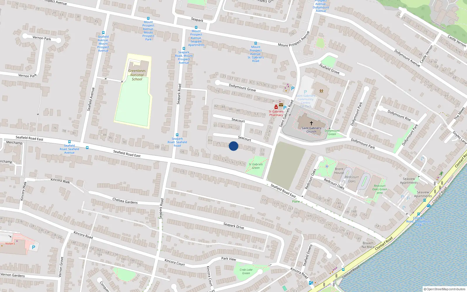 Overhead map showing the location of 25 Seacourt, Dublin 3