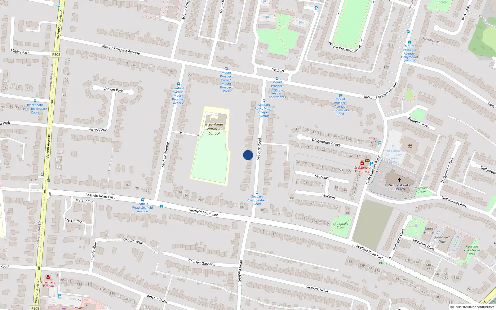 Overhead map showing the location of 25 Seapark Road, Dublin 3