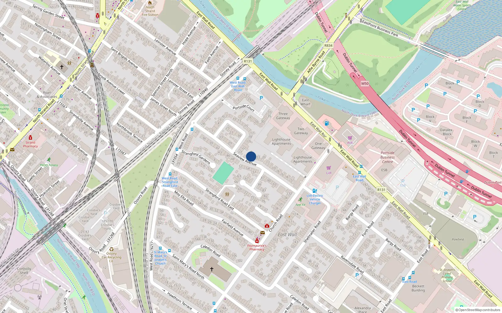 Overhead map showing the location of 25 Seaview Avenue East, Dublin 3