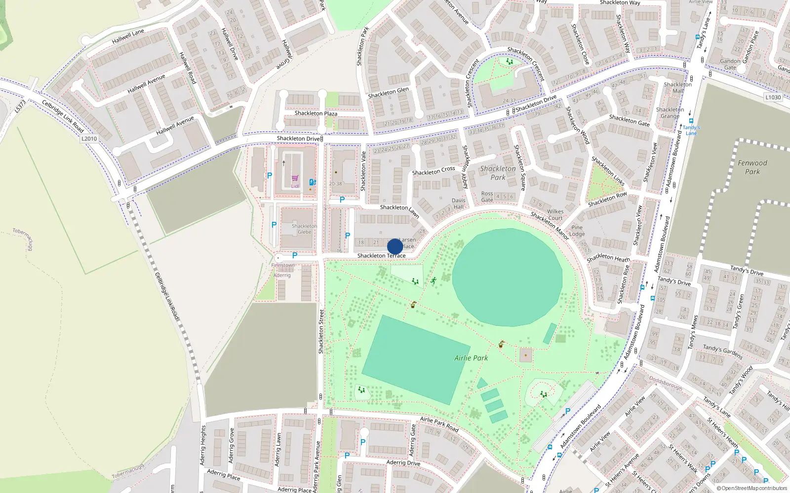 Overhead map showing the location of 25 Shackleton Terrace, Lucan