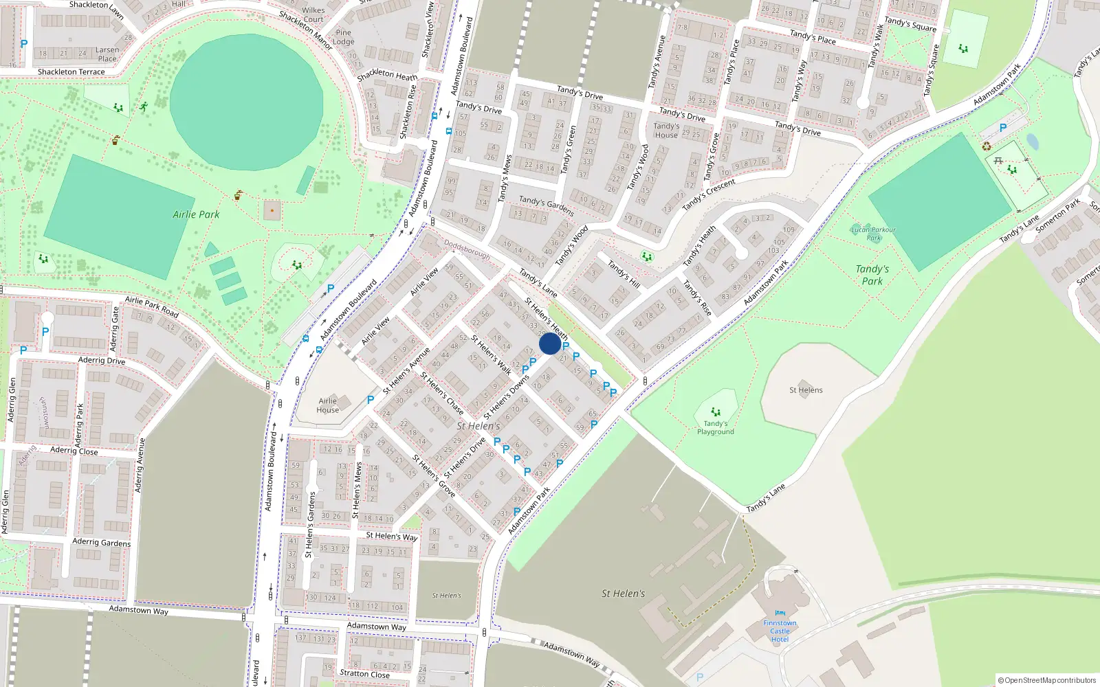 Overhead map showing the location of 25 Saint Helen's Heath, Lucan