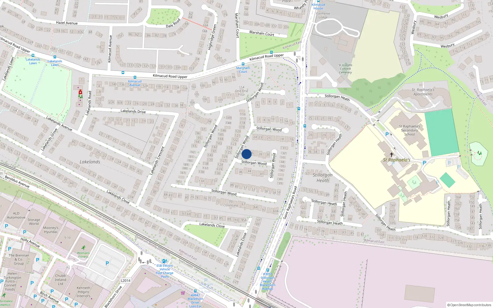 Overhead map showing the location of 25 Stillorgan Wood, Stillorgan