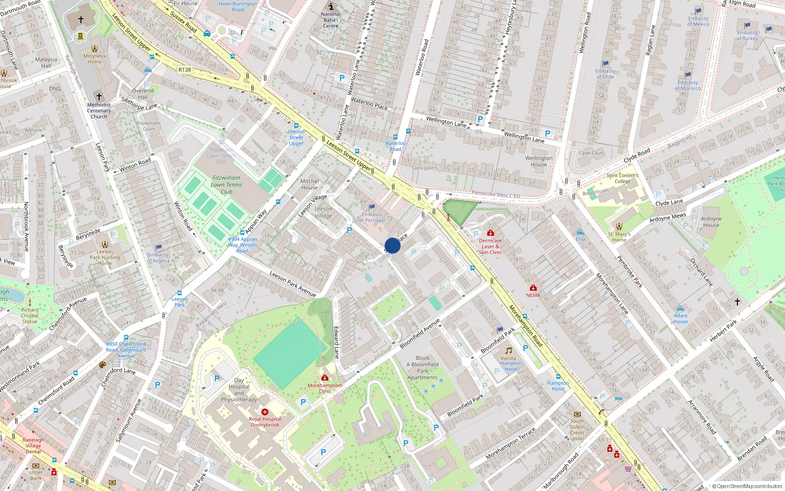 Overhead map showing the location of 25 Swan Place, Donnybrook