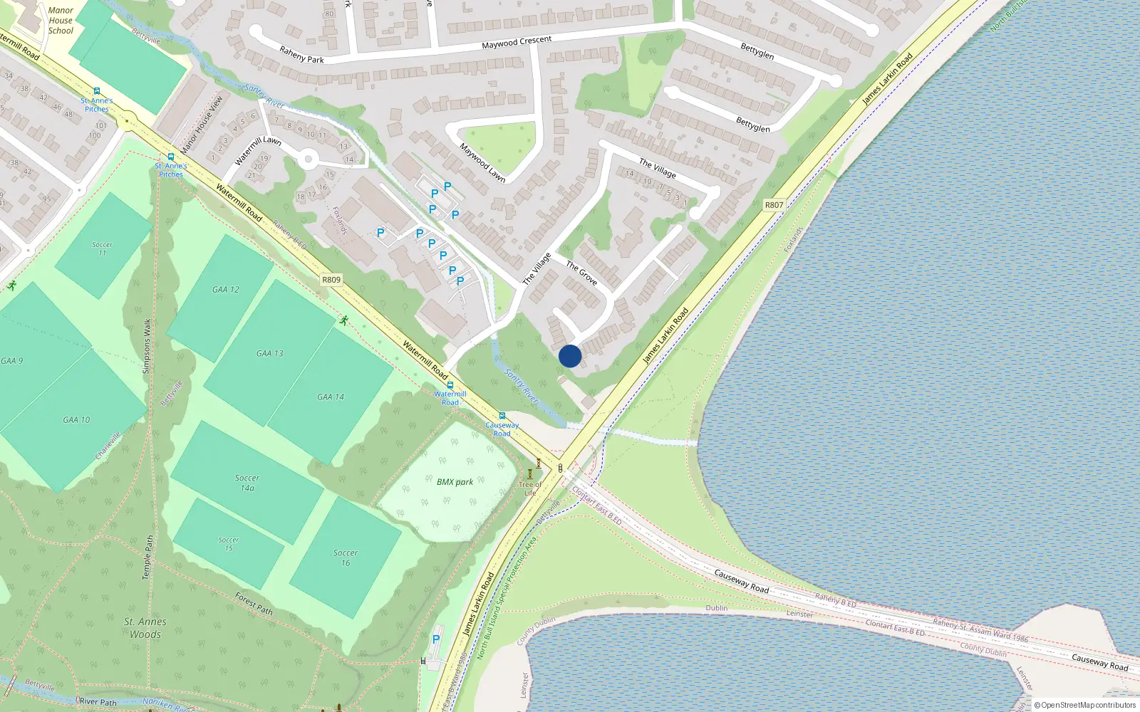 Overhead map showing the location of 25 The Grove, Dublin 5