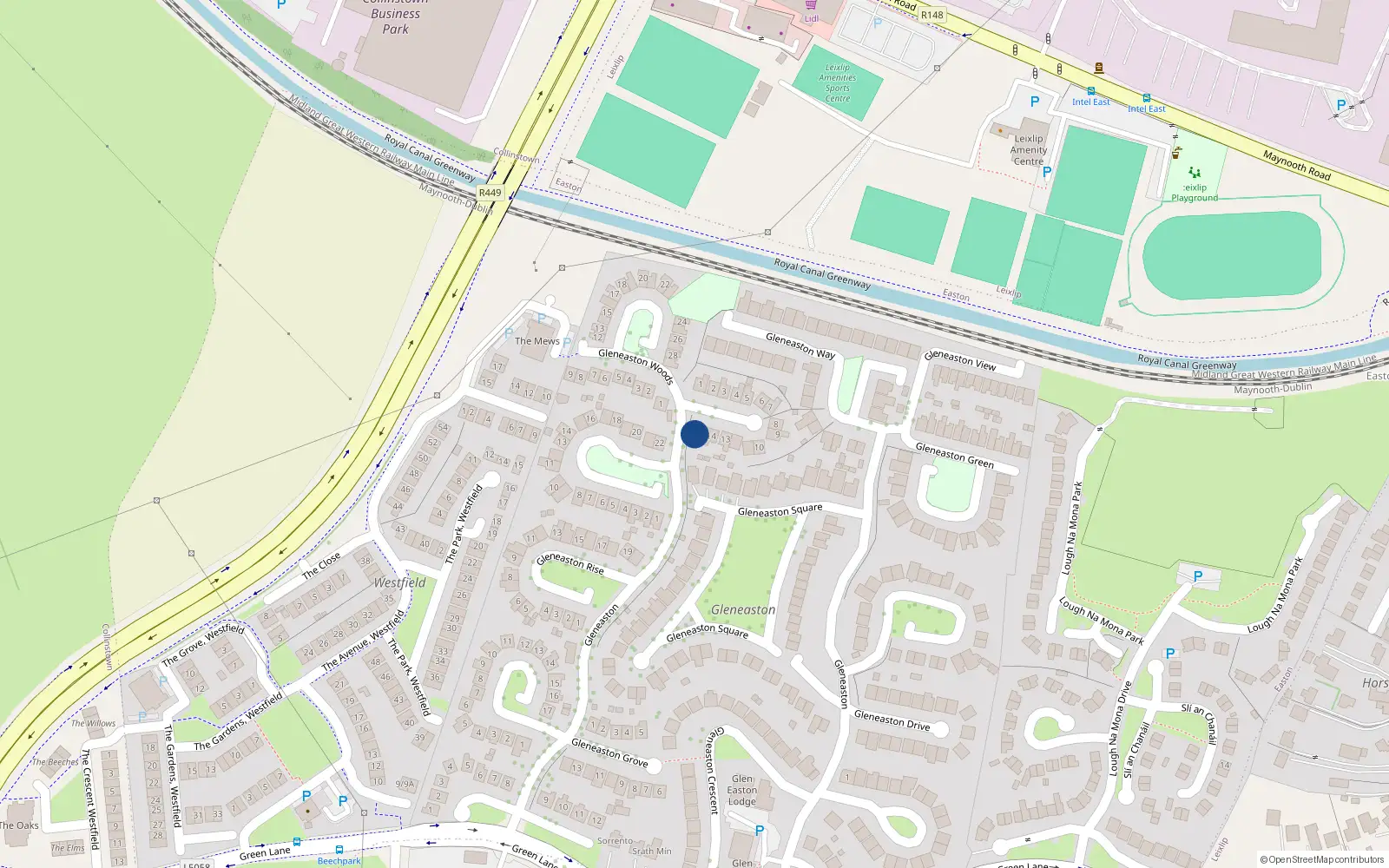 Overhead map showing the location of 25 the Orchard, Lucan, Co.dublin