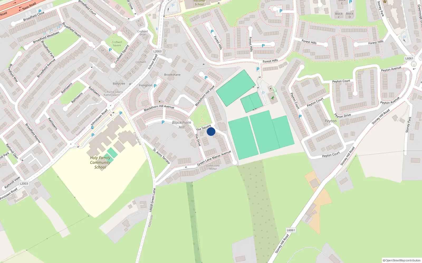 Overhead map showing the location of 25 The Square, Rathcoole