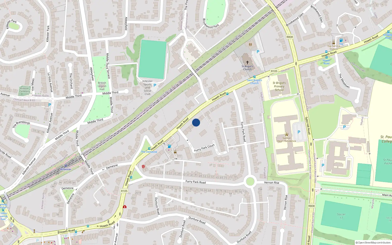 Overhead map showing the location of 251 Howth Road, Dublin 5