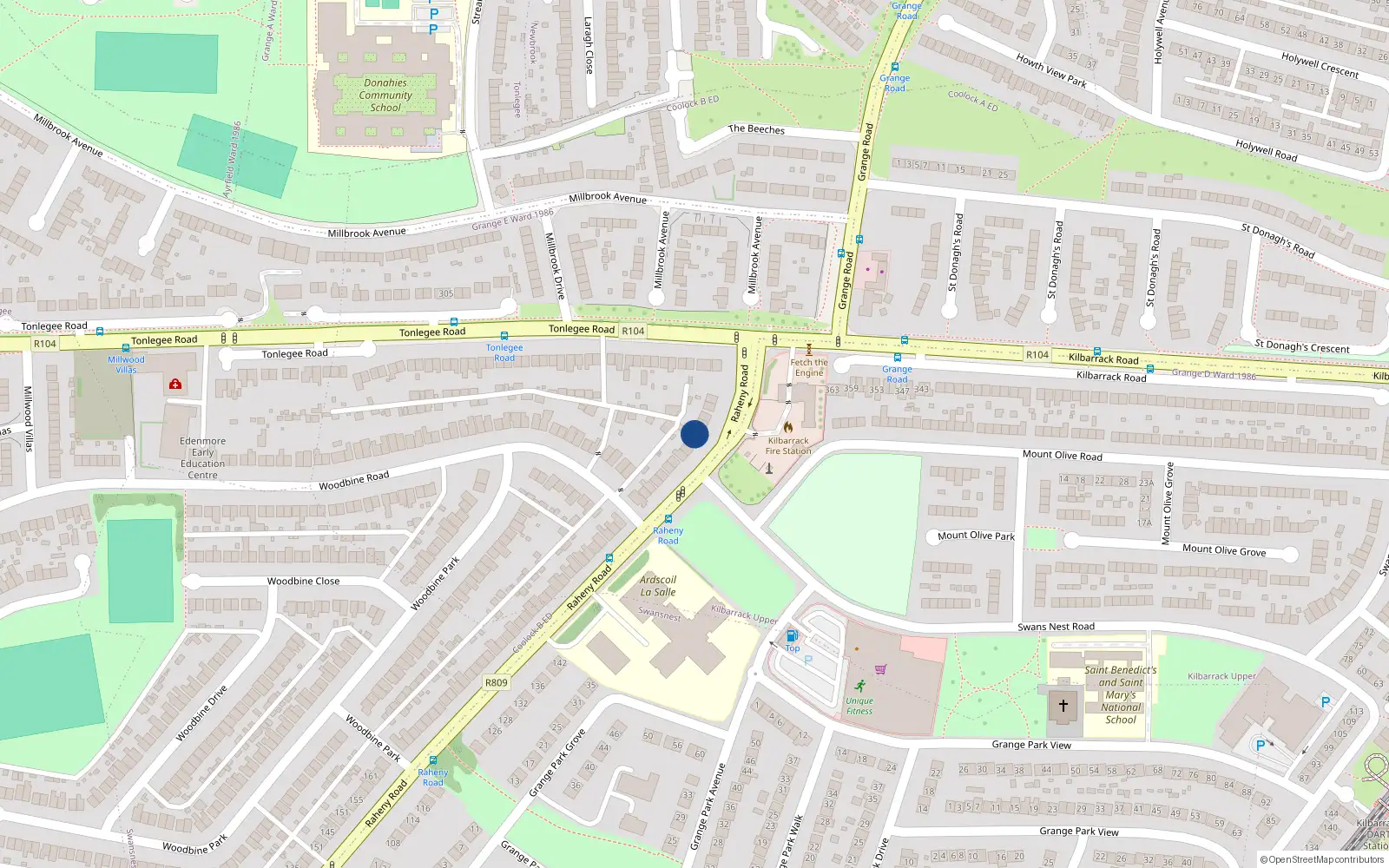 Overhead map showing the location of 251 Raheny Road, Dublin 5