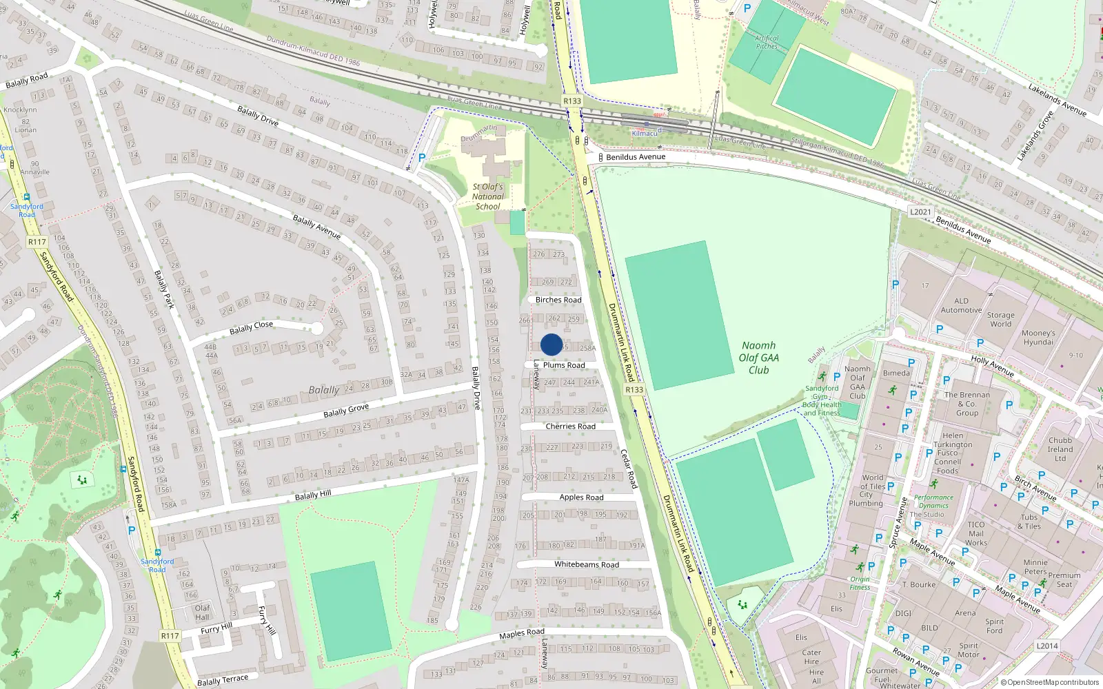 Overhead map showing the location of 254 Plums Road, Wedgewood
