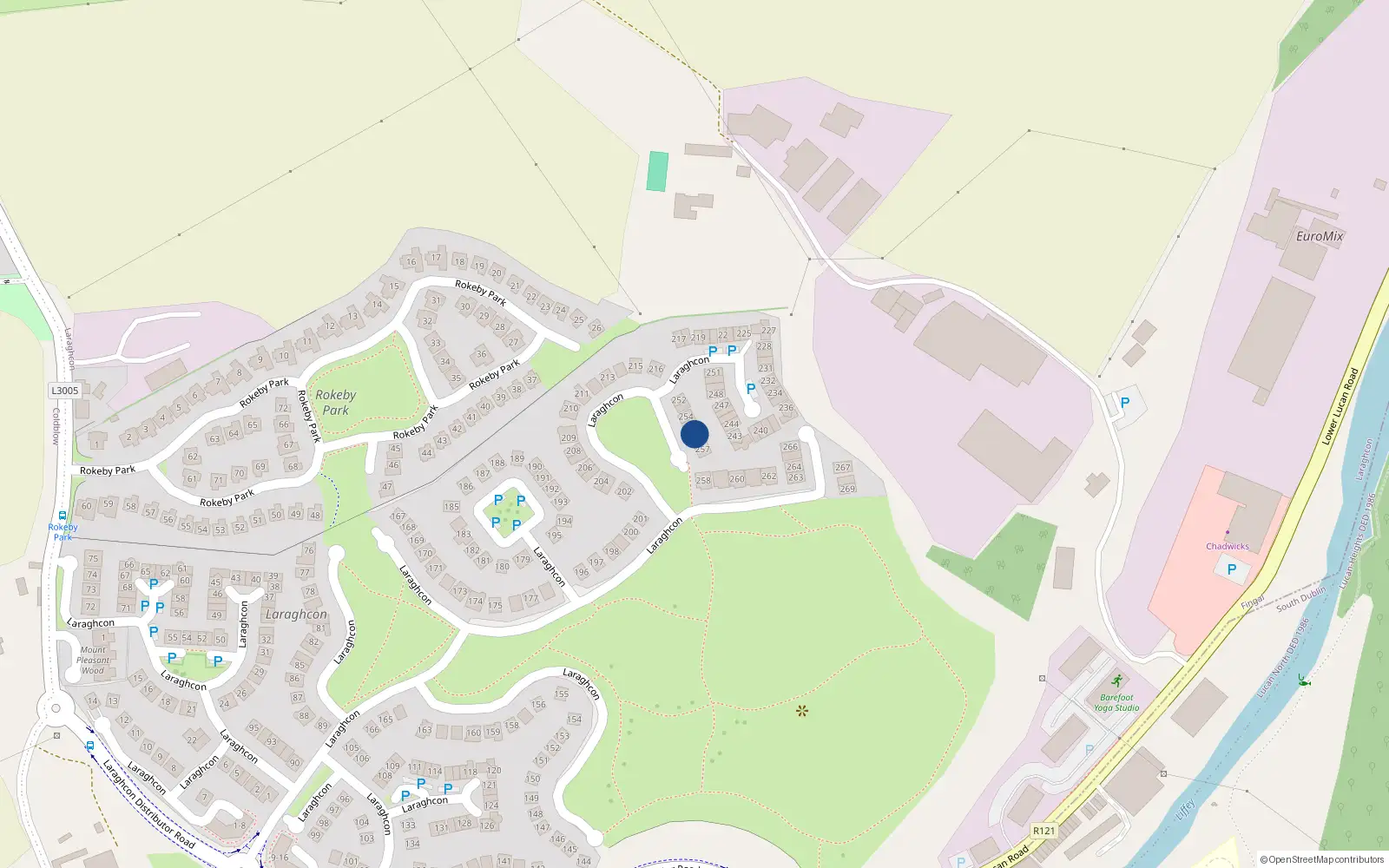Overhead map showing the location of 256 Laraghcon, Lucan