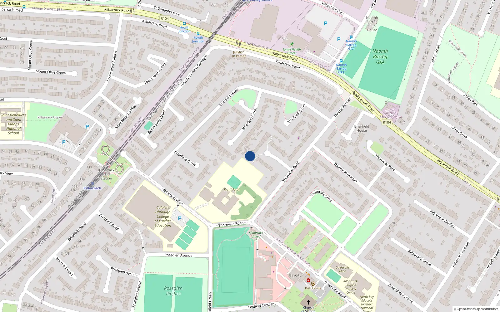 Overhead map showing the location of 25B Thornville Road, Dublin 5