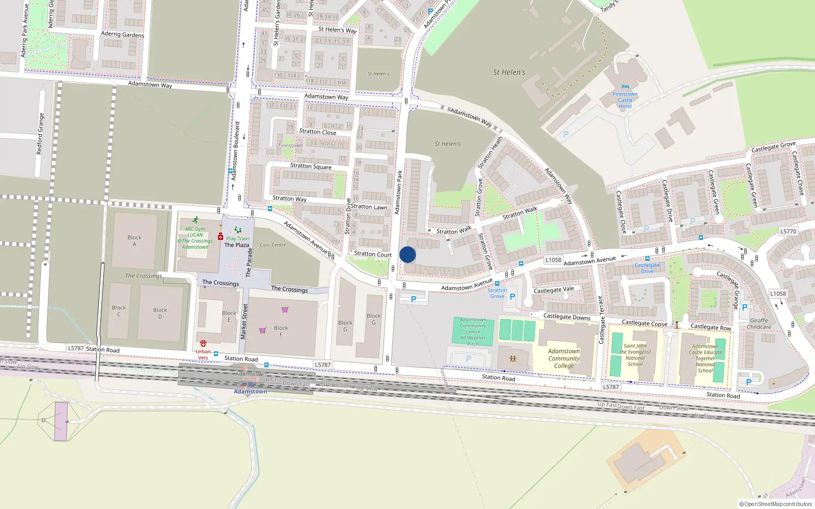 Overhead map showing the location of 26 Adamstown Park, Lucan