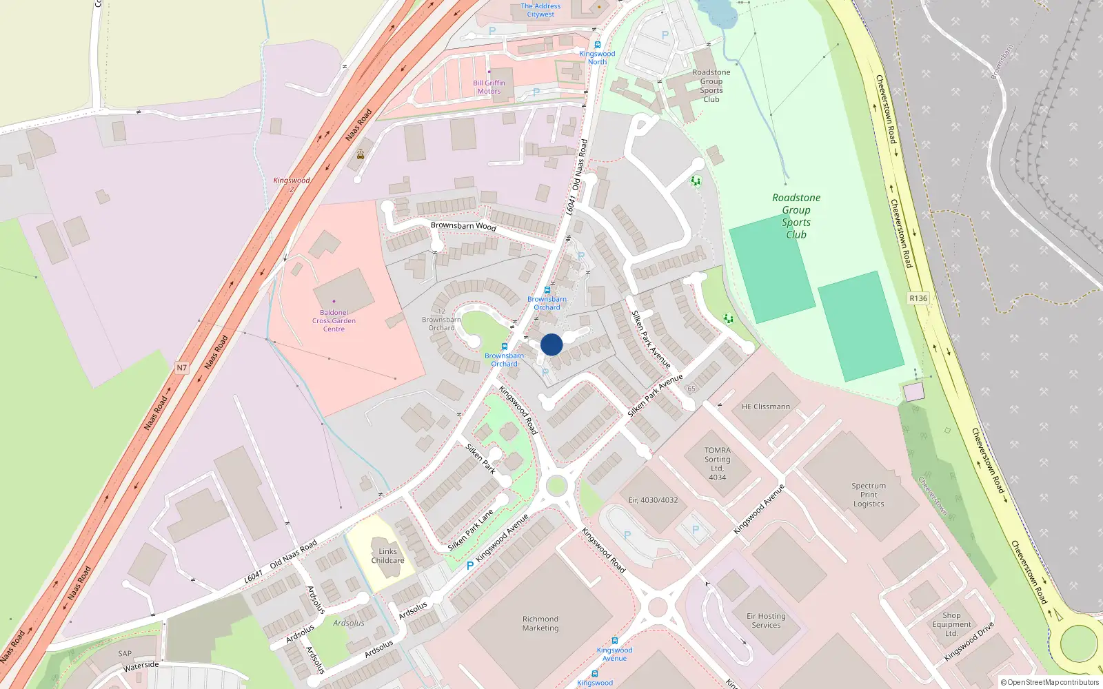 Overhead map showing the location of 26 Arsolas, Brownsbarn Court, Kingswood