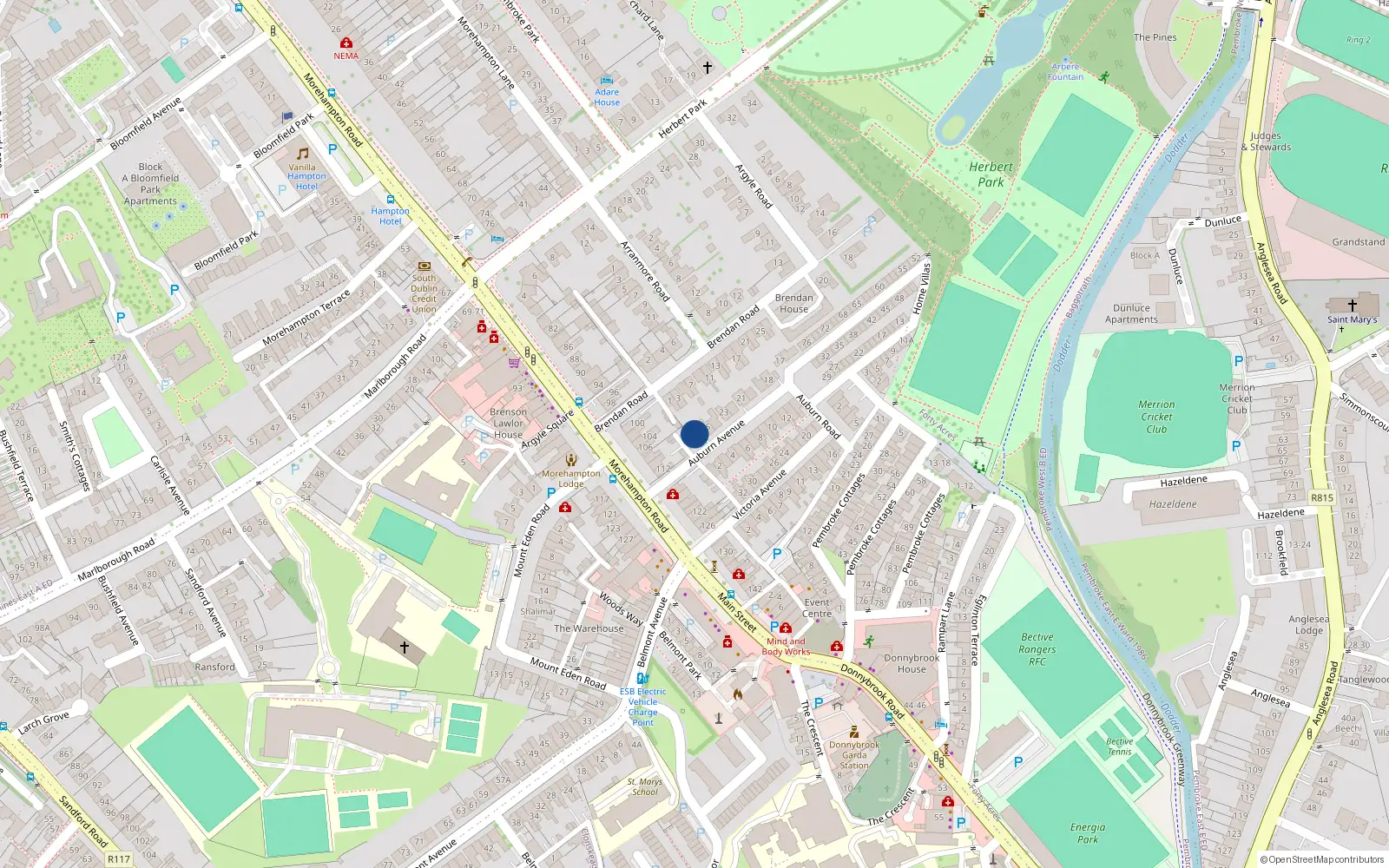 Overhead map showing the location of 26 Auburn Avenue, Dublin 4