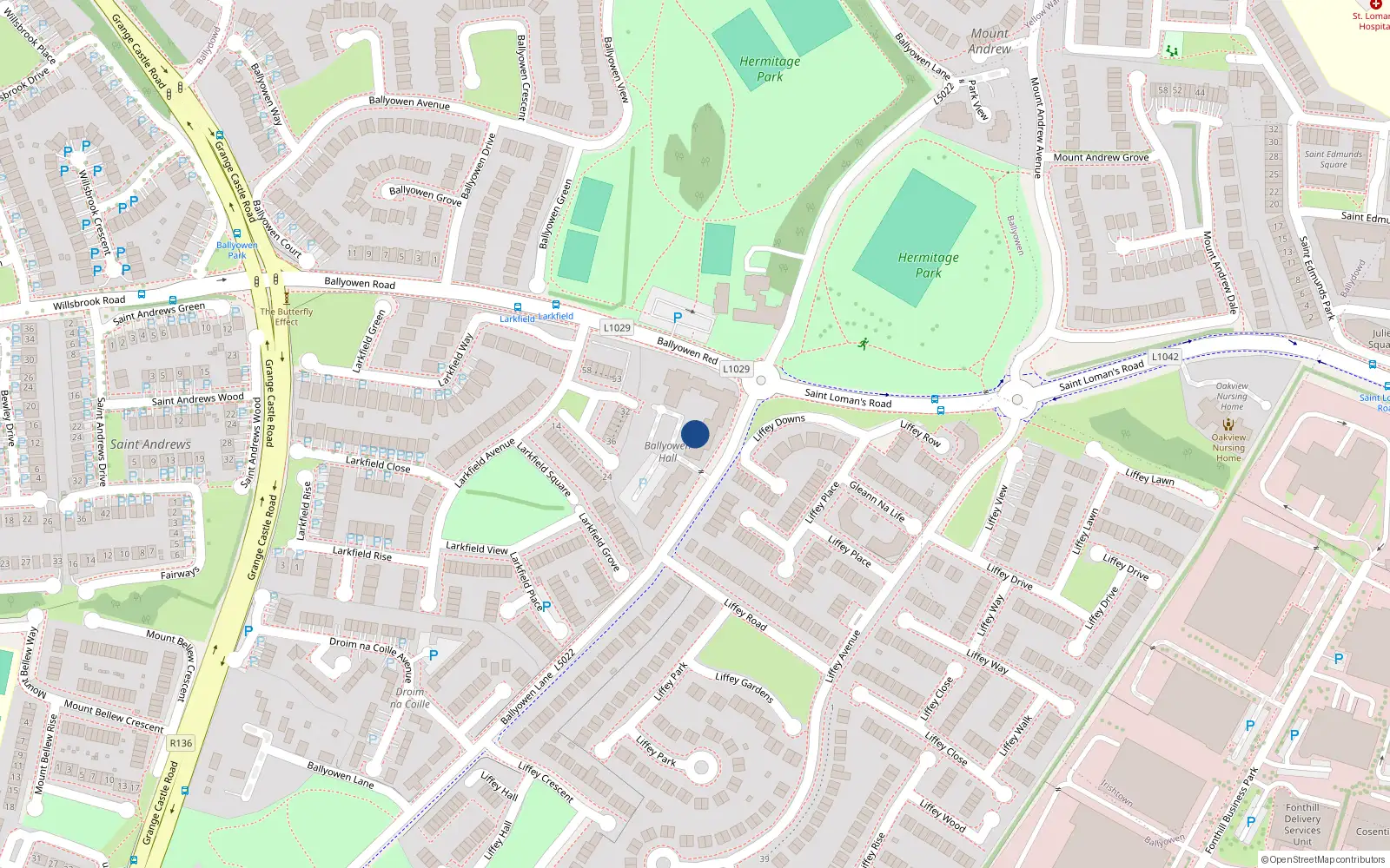 Overhead map showing the location of 26 Ballyowen Hall, Ballyowen Lane, Lucan